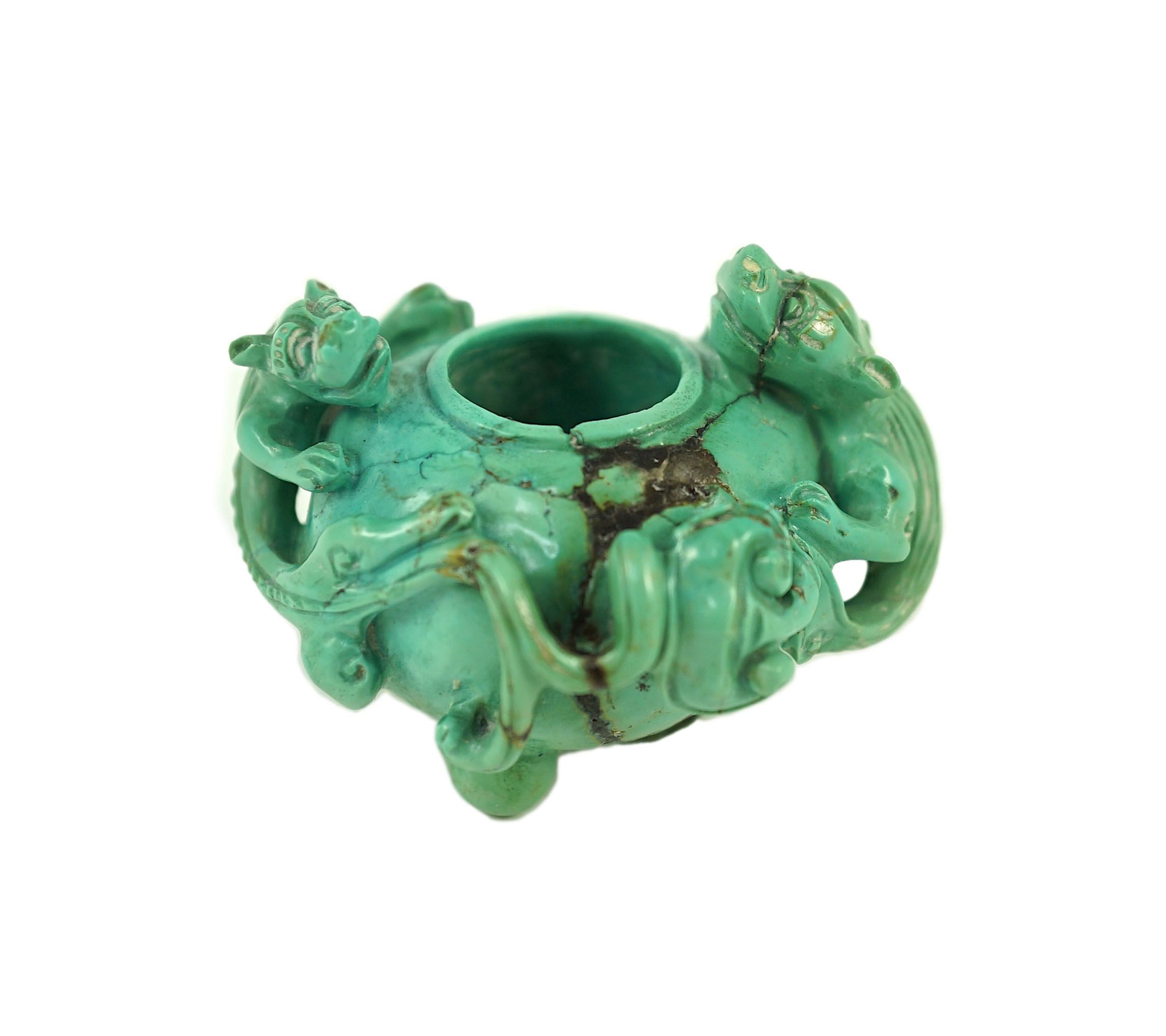 A small Chinese turquoise matrix waterpot, 18th/19th century 5.3 cm wide